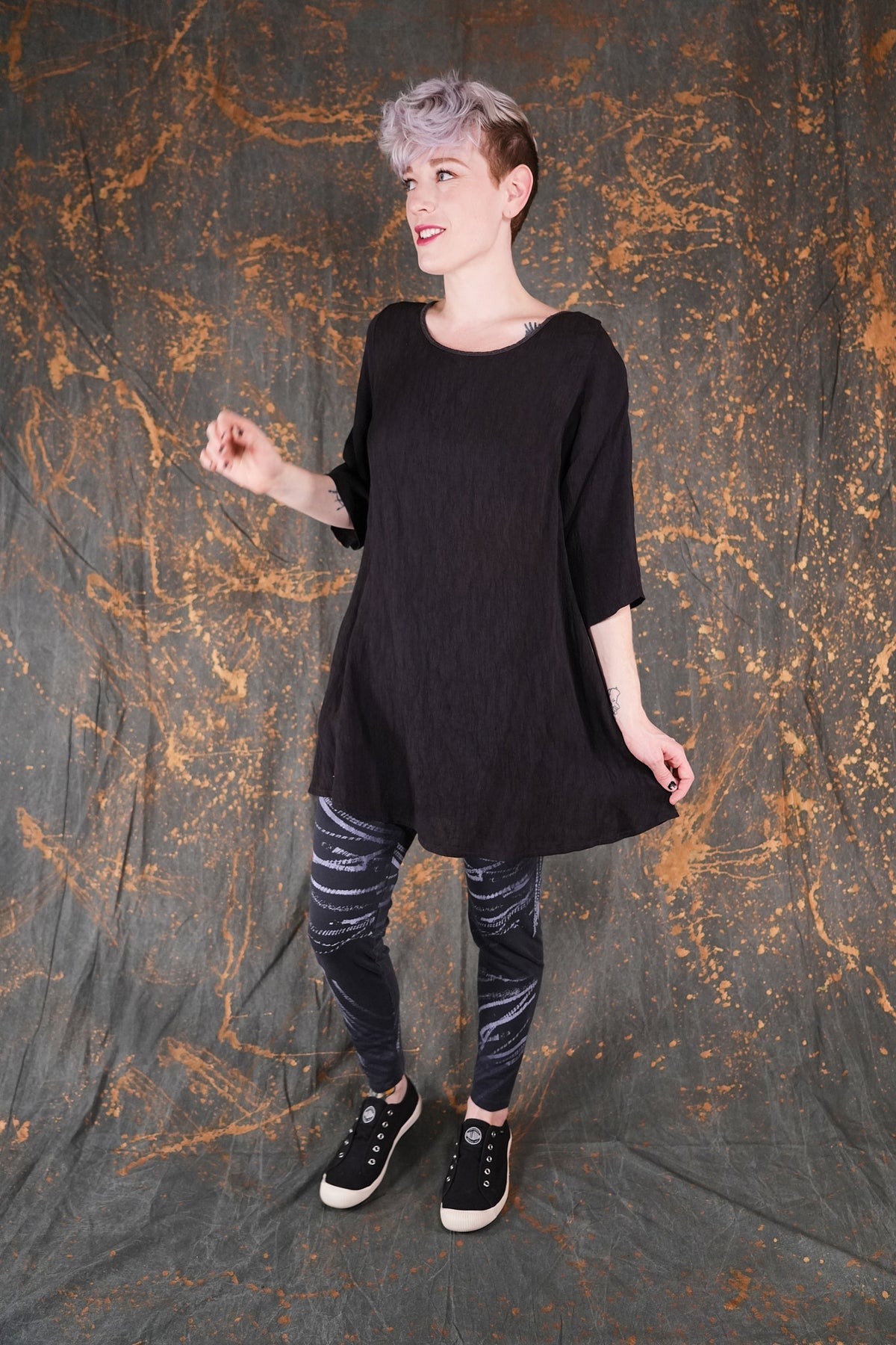 1210 Luxe Crinkled Rayon Tunic Meteorite-U