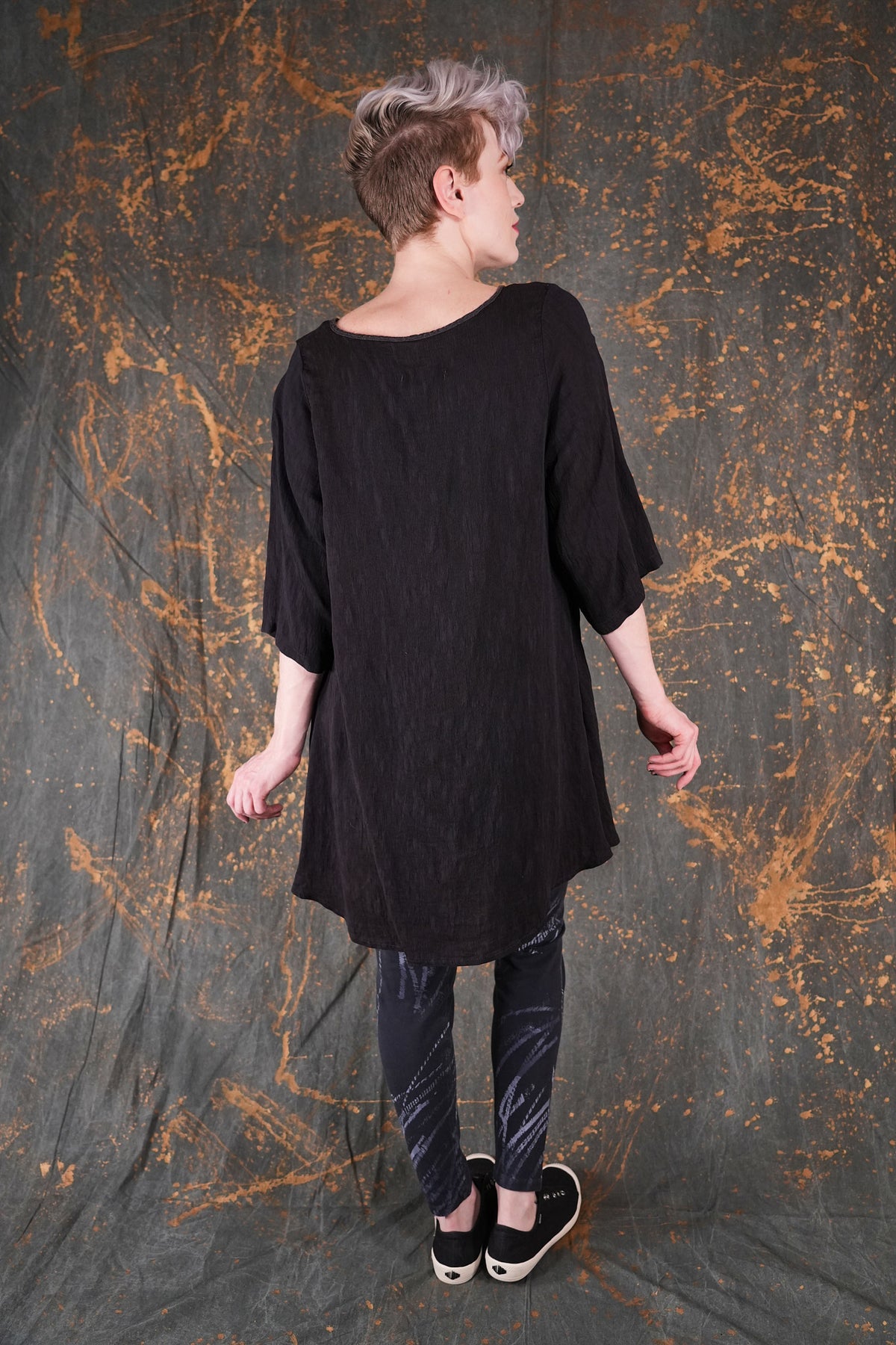 1210 Luxe Crinkled Rayon Tunic Meteorite-U