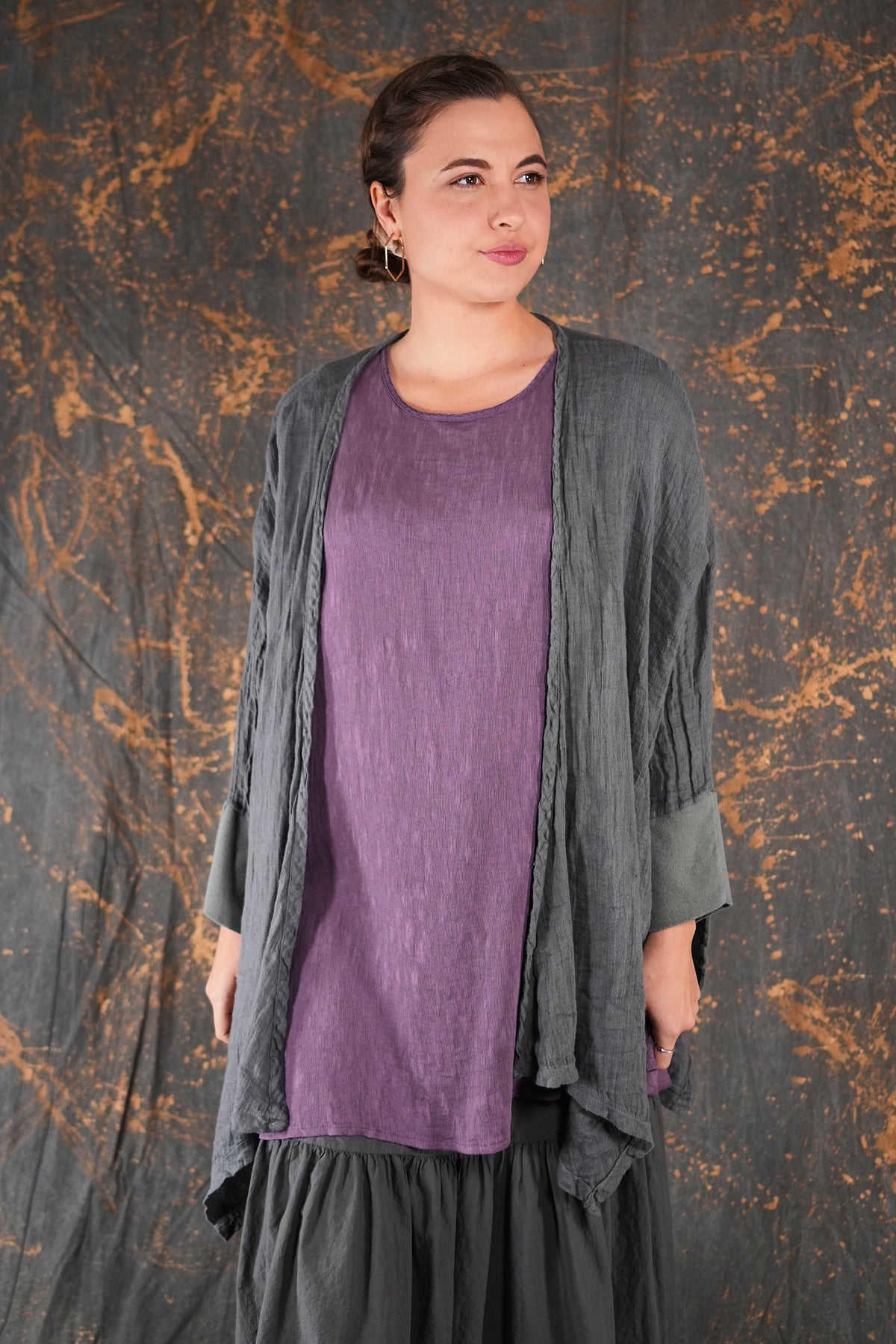 1210 Luxe Crinkled Rayon Tunic Moonscape-U