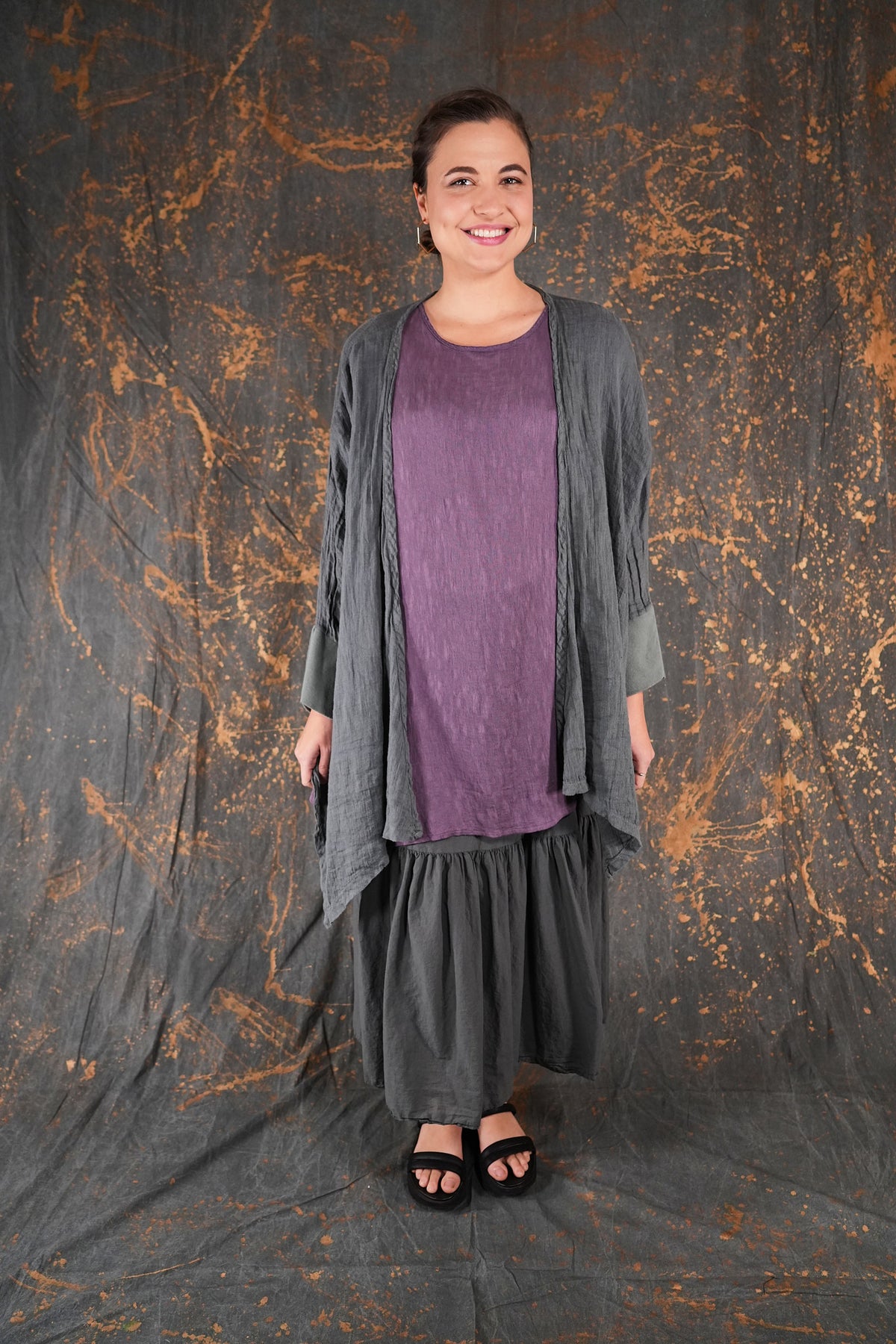 1210 Luxe Crinkled Rayon Tunic Moonscape-U