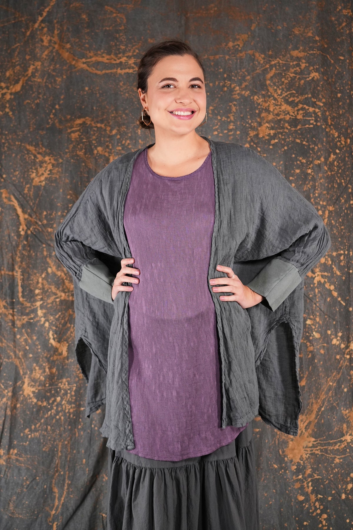 1210 Luxe Crinkled Rayon Tunic Moonscape-U