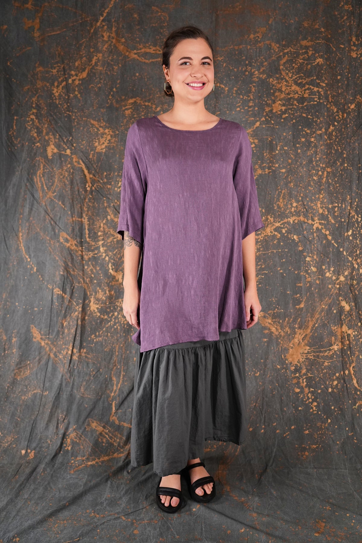 1210 Luxe Crinkled Rayon Tunic Moonscape-U