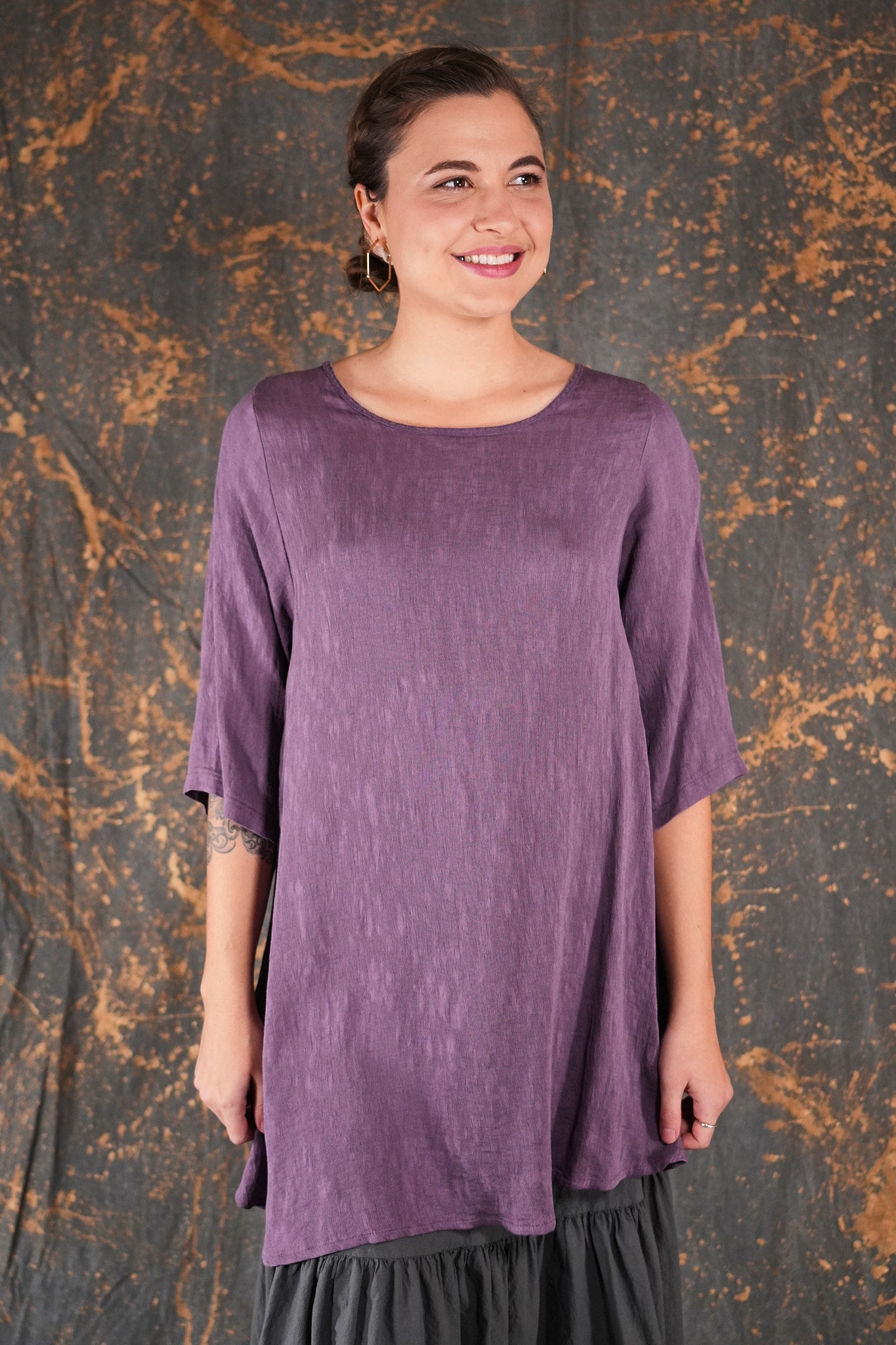 1210 Luxe Crinkled Rayon Tunic Moonscape-U