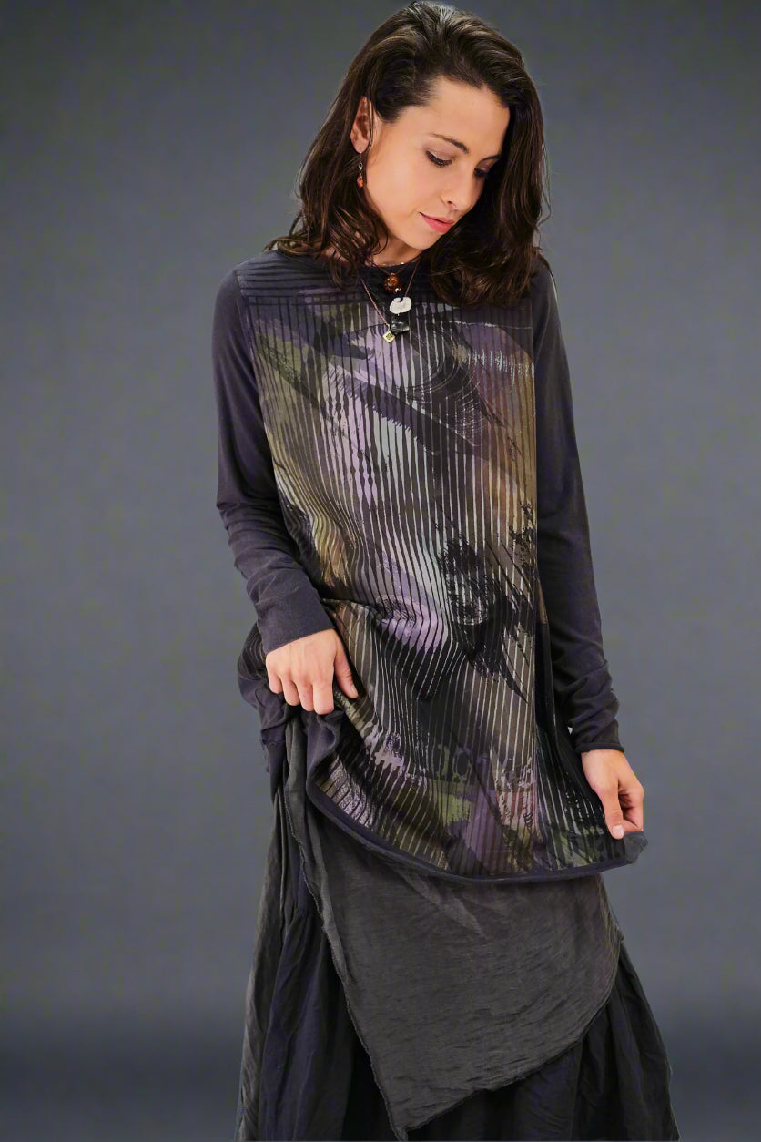 1259-B Journey Tunic Smoke Brushstroke Mona-P