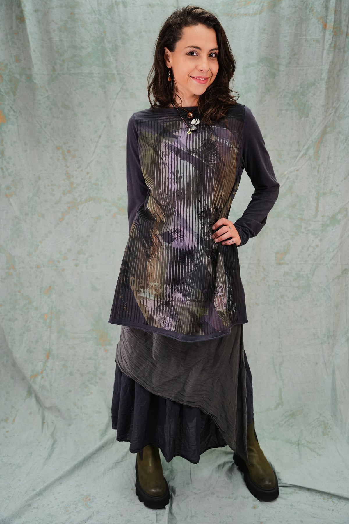 1259-B Journey Tunic Smoke Brushstroke Mona-P