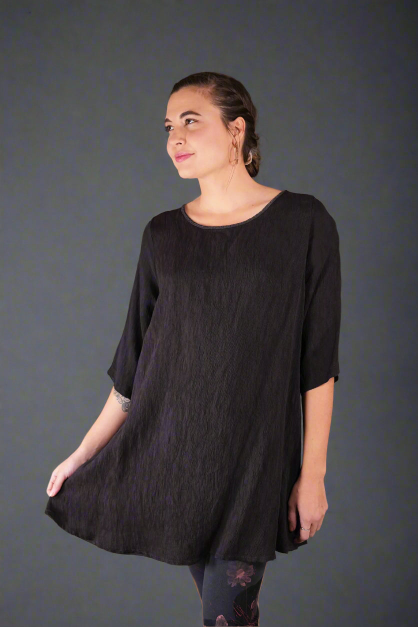 1210 Luxe Crinkled Rayon Tunic Meteorite-U