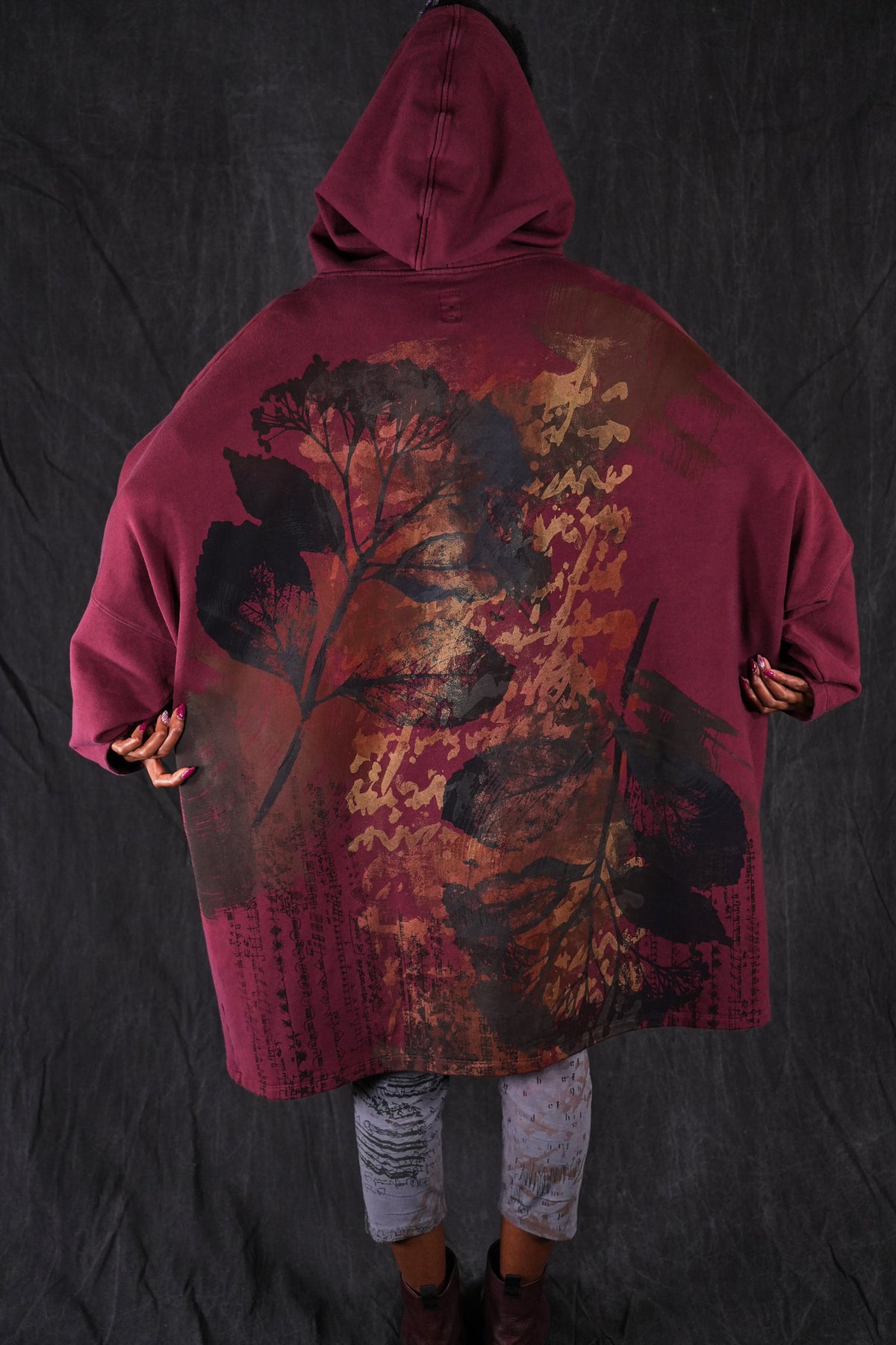 5255 HZ Square Zipper Hoodie Ancient Burgundy Imprint-P